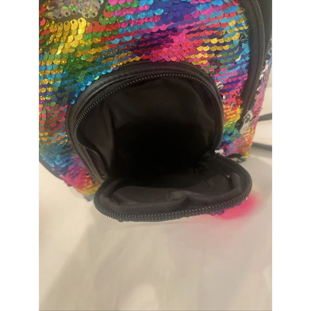 SUPER 🥰 CUTE Justice Girls Rainbow Emoji & Flip Sequin Mini Backpack 9”x6”